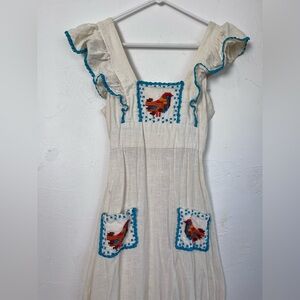 Young Edwardian by Arpeja Vintage Dress with Bird Embroidery
